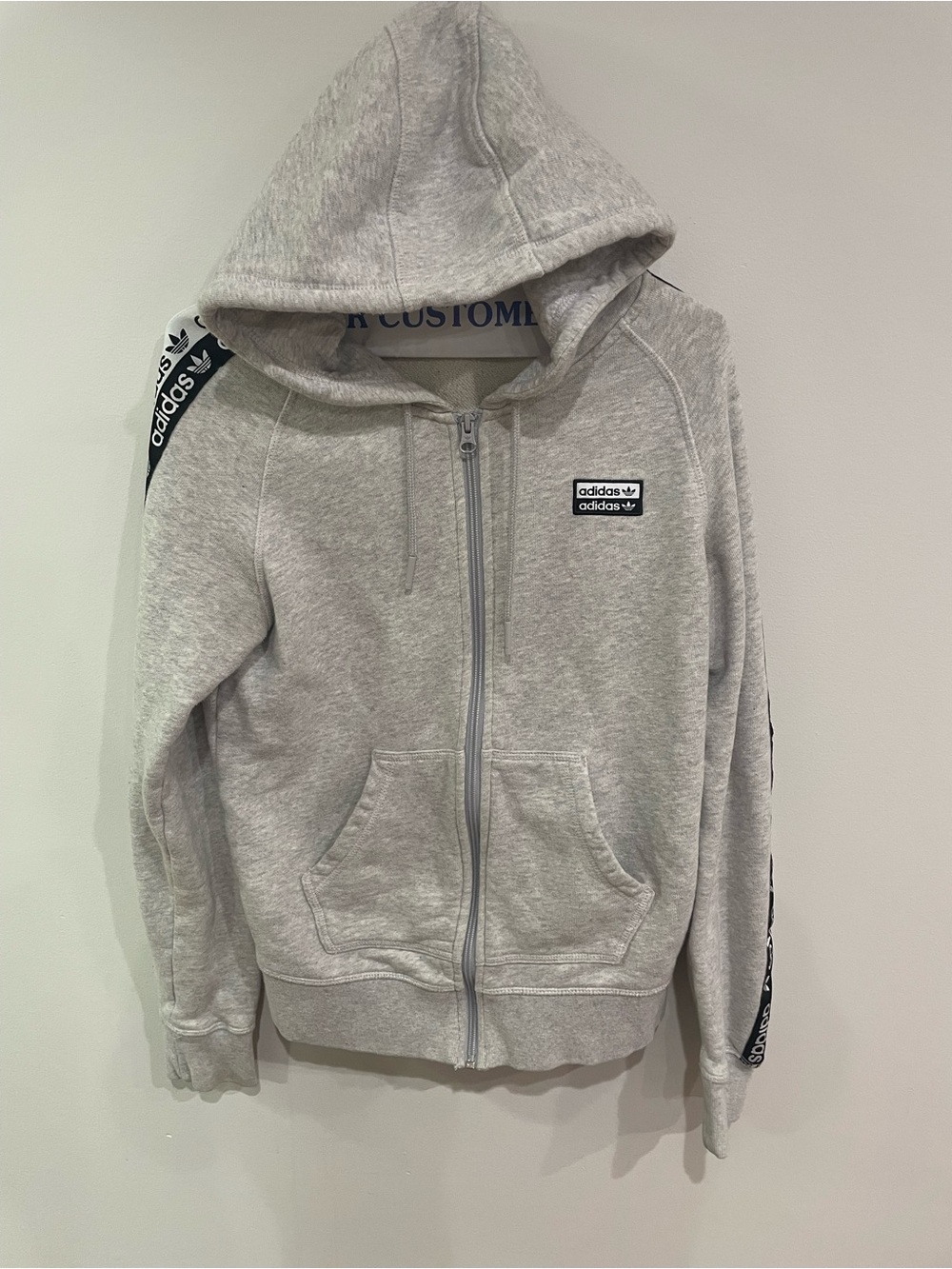 Adidas Women's Full Zip Hoodie Track Jacket Logo Gray Size Medium